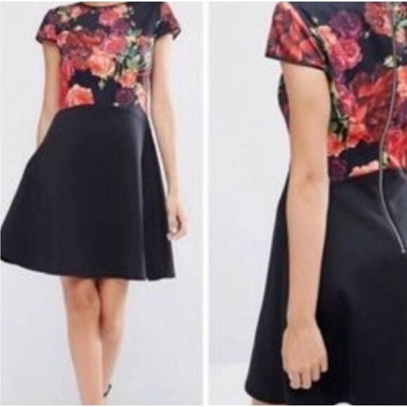 Ted Baker 'Xylee' Juxtapose Rose Skater Dress size 0 (XS) - Picture 1 of 5